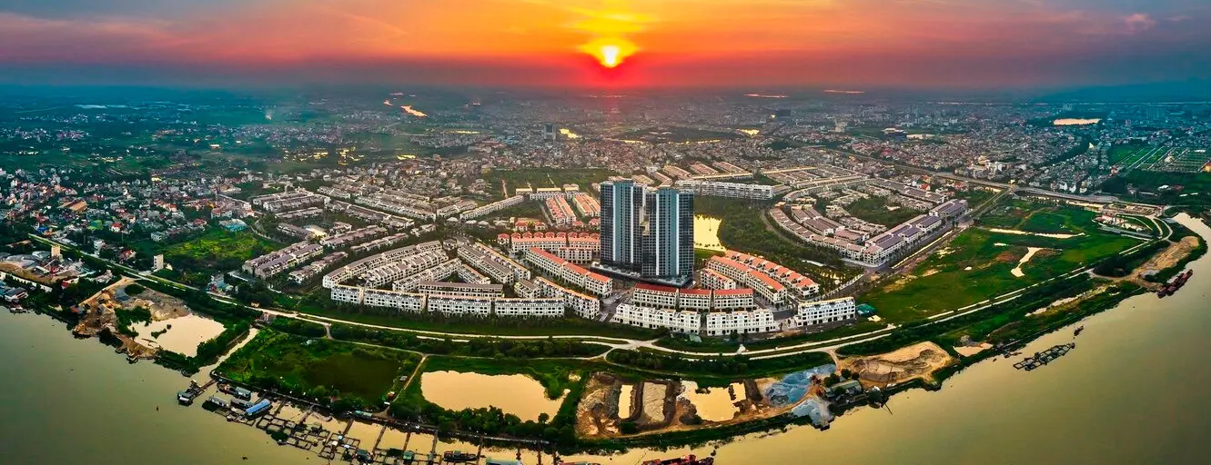 Khu đô thị Ecorivers bên sông Thái Bình lúc hoàng hôn
